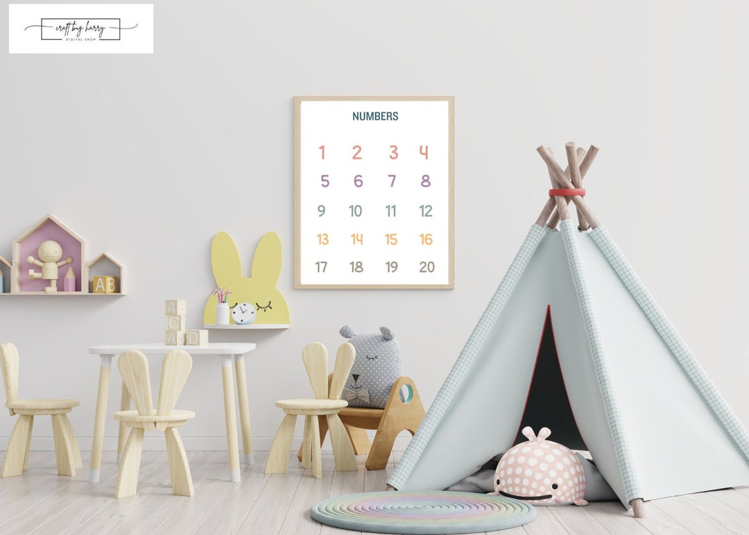 Numbers 1 - 20 | Digital Printable | Kids Room Wall Prints | Classroom ...