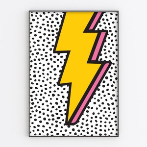 Lightning Bolt Art Print | Colourful Print | Illustration | A6/A5/A4/A3/A2/A1 | Colourful Pop Art Wall Art | Unframed Art Print