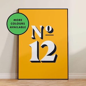 House Number Print | Personalised Print | A6/A5/A4/A3/A2/A1 | Colourful Wall Art | Unframed Art Print
