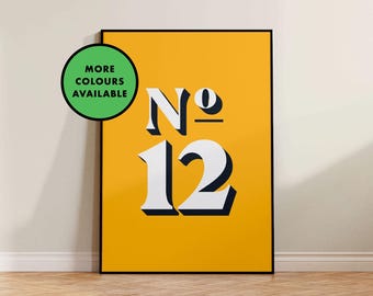 House Number Print | Personalised Print | A6/A5/A4/A3/A2/A1 | Colourful Wall Art | Unframed Art Print