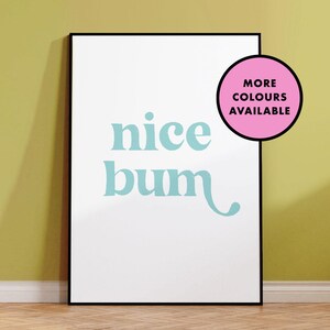 Nice Bum | Colourful Quote Print | A6/A5/A4/A3/A2/A1 | Bedroom/Bathroom/Living/Office Wall Art | Unframed Art Decor Print