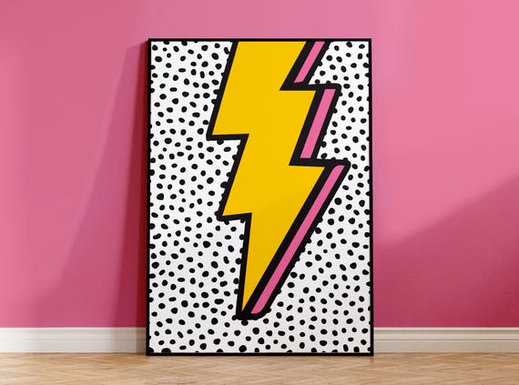 Lightning Bolt Art Print | Colourful Print | Illustration | A6/A5/A4/A3/A2/A1 | Colourful Pop Art Wall Art | Unframed Art Print