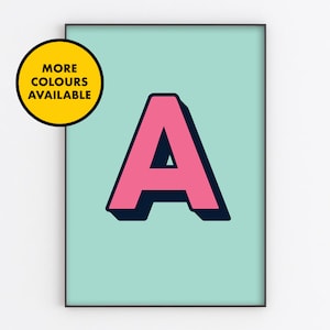 Colourful Initial Print | Personalised | A6/A5/A4/A3/A2/A1 | Home/Living/Baby Room/Nursery Art | Unframed Art Print