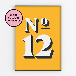House Number Print | Personalised Print | A6/A5/A4/A3/A2/A1 | Colourful Wall Art | Unframed Art Print