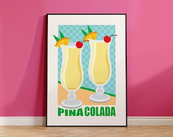 Pina Colada | Colourful Cocktail Print | A6/A5/A4/A3/A2/A1 | Kitchen/Dining/Bar/Hallway/Living Wall Art | Unframed Art Print