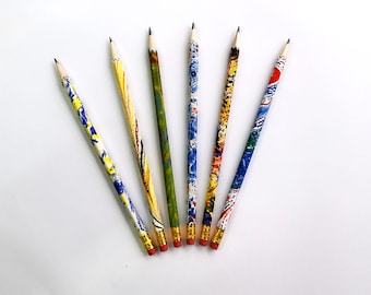 6 pencils handmade colored paper