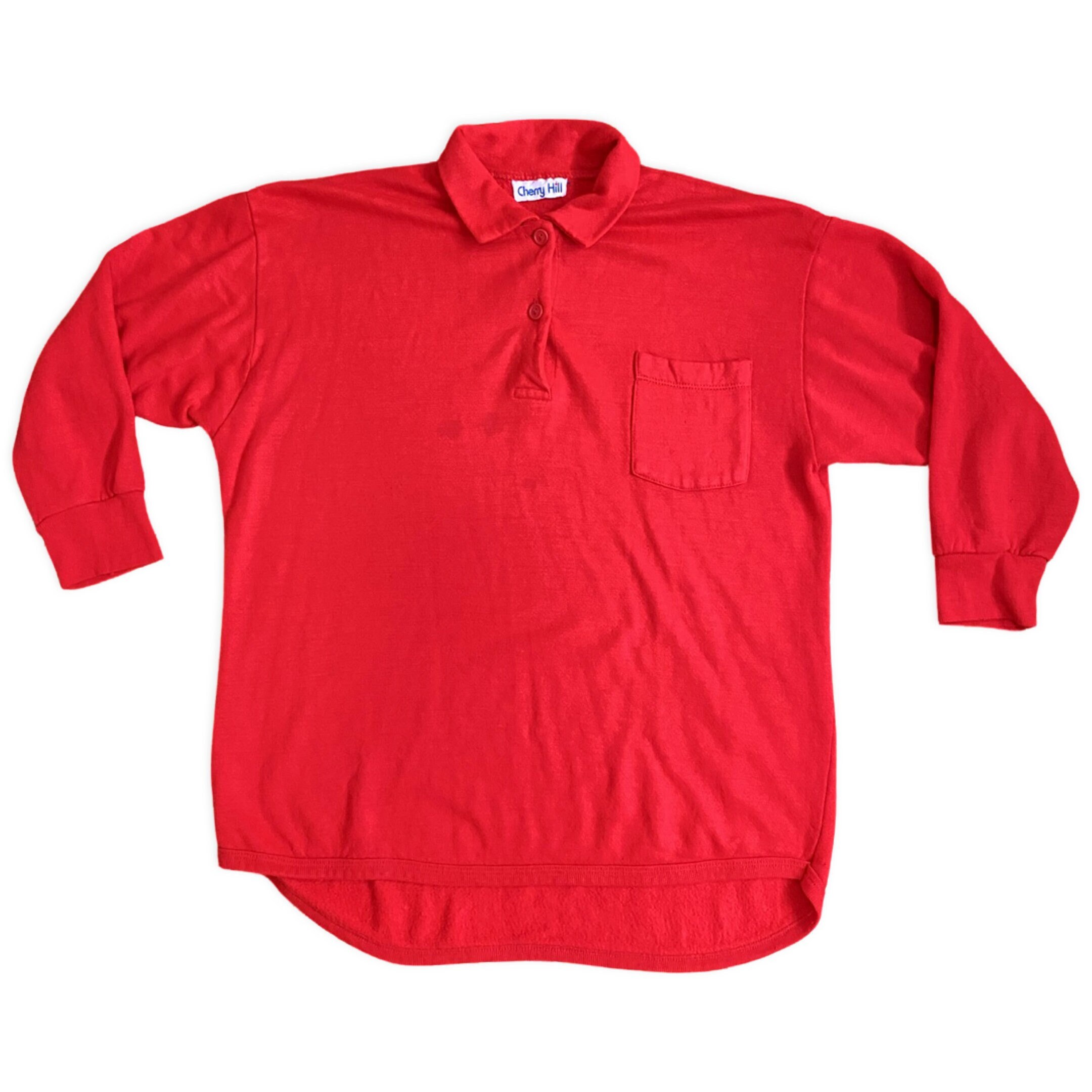 Bright Red Collared Cozy Sweatshirt 