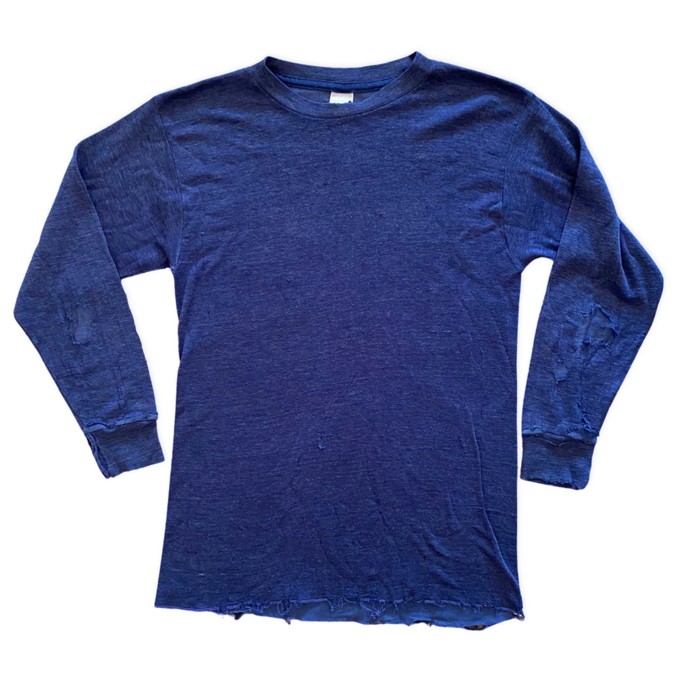 トップス 00s Bernings Sho layered design t shirt Thrashed Base Layer Blue Long Sleeve Shirt - Vintage Long