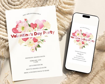 Valentines Day Party Invite Couples Night Valentines Party Editable Party Text February Party DIGITAL Printable Invite Text Invite c262