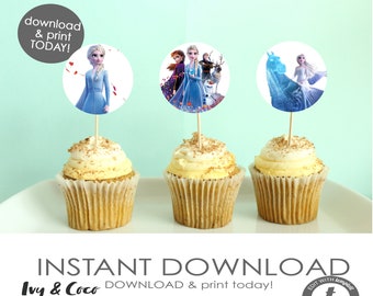 Frozen 2 Cupcake Topper Printable, Instant Download cupcake toppers, Printable, Instant Download