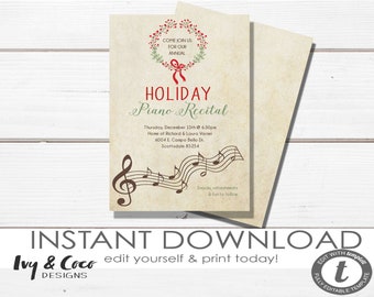 recital invitation etsy