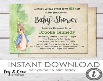 Peter Rabbit Baby Shower Invitation Etsy