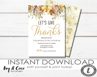 thanksgiving invitations etsy