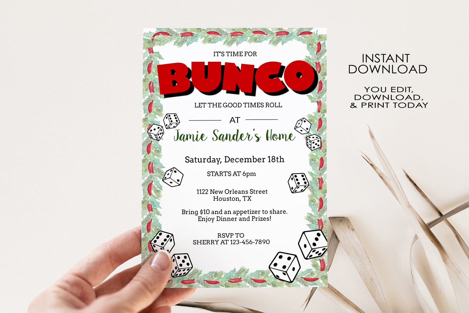 Holiday Bunco Party Invitation Christmas Printable Bunco - Etsy