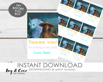 Raya and the Last Dragon Thank You Tags, Sofort Download, Printable, Digital Download | Vorlage, c241