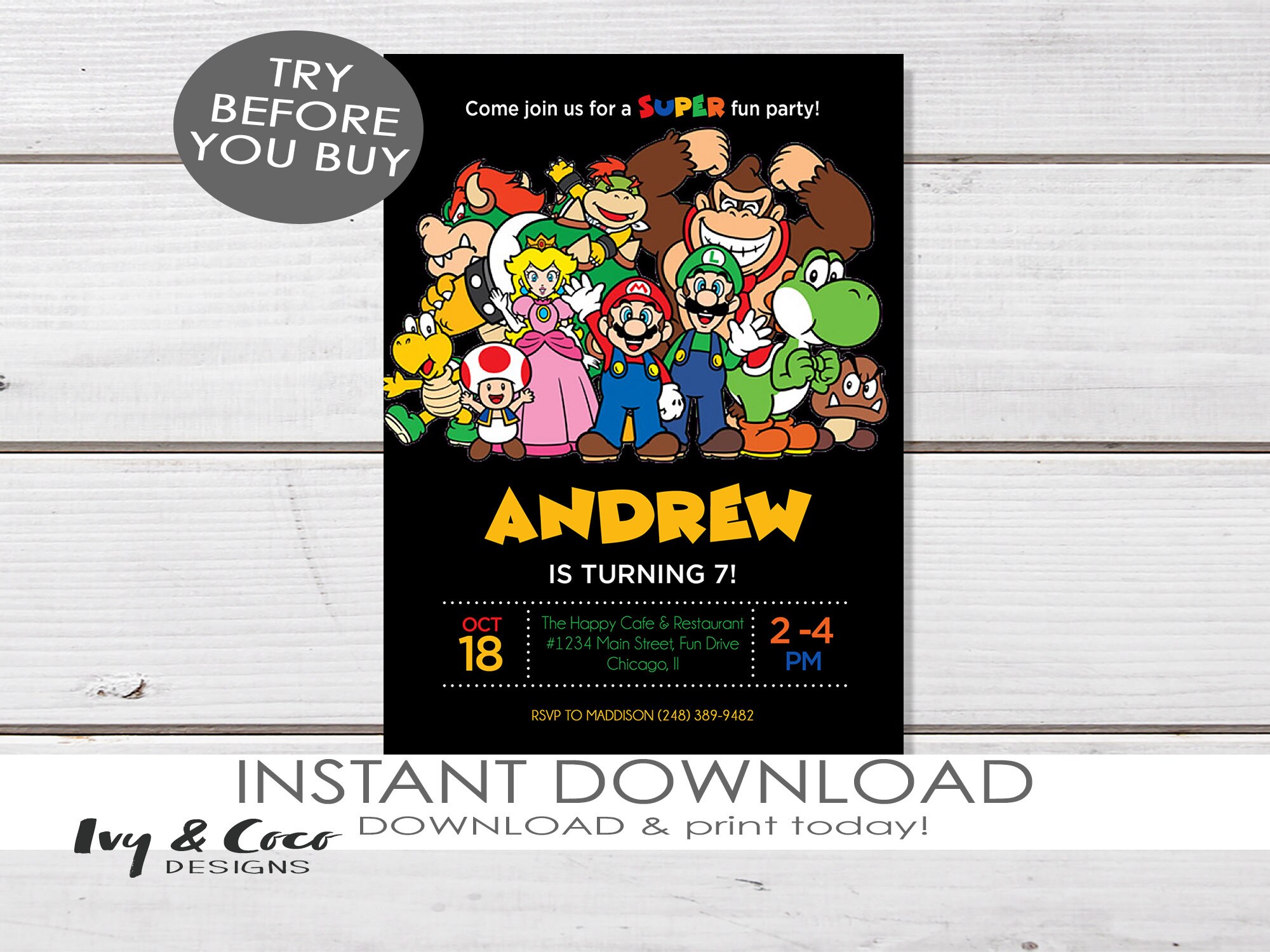 Free Printable Mario Invitation Template – FR…