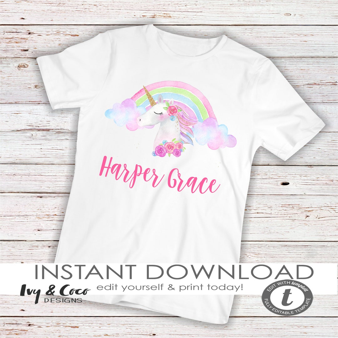 Unicorn Shirt Digital, Unicorn Birthday Girl T-shirt Transfer, PRINT ...