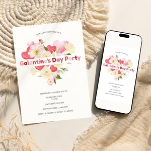 Galentines Day Party Invite Girls Night Valentines Party Editable Party Text February Party DIGITAL Printable Invite Text Invite c261