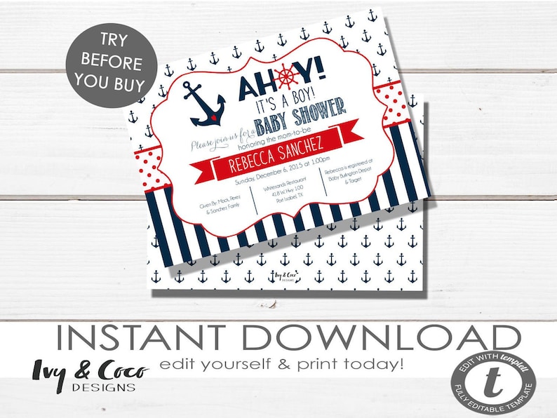 nautical shower invitations