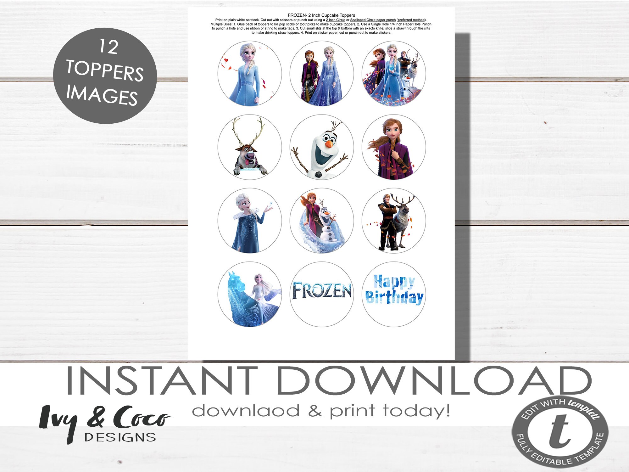 Frozen 2 Cupcake Topper Printable Instant Download Cupcake - Etsy
