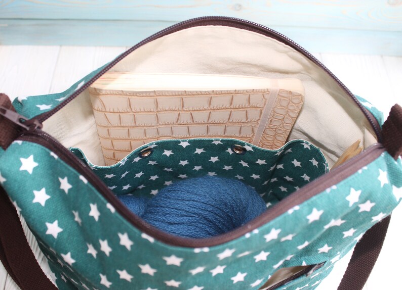 Zipper Project Bag Travel Knitting Bag Canvas Knitting Project Etsy