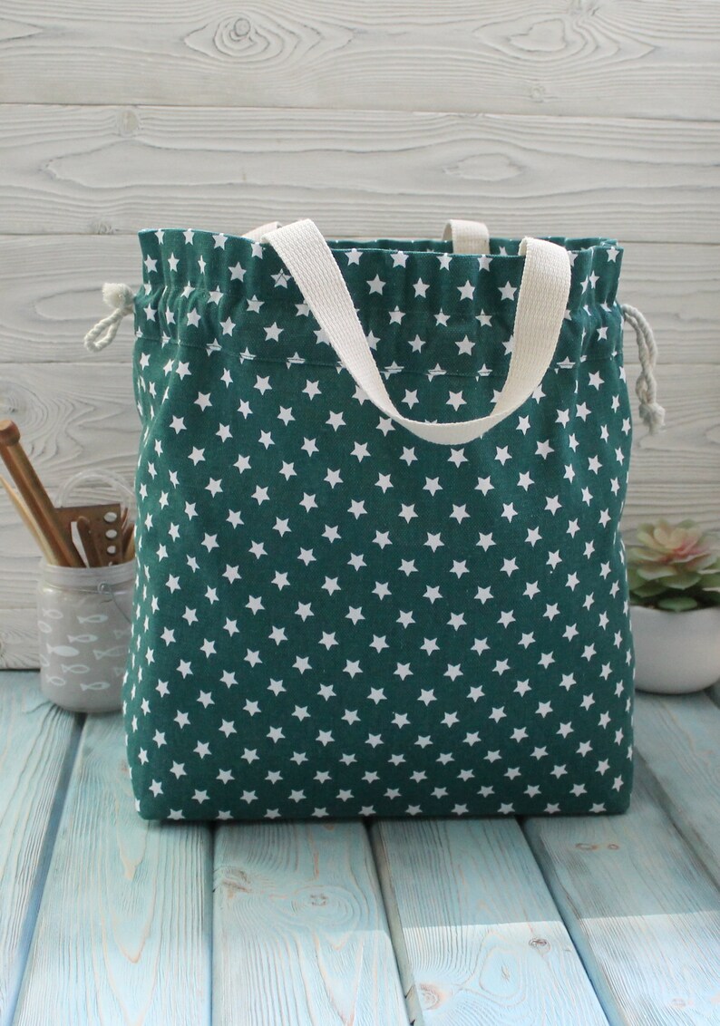Extra large Knitting Project Bag Canvas Project Bag for Knitting Crochet drawstring knitting bag Project Storage Bag Knitter/'s Bag