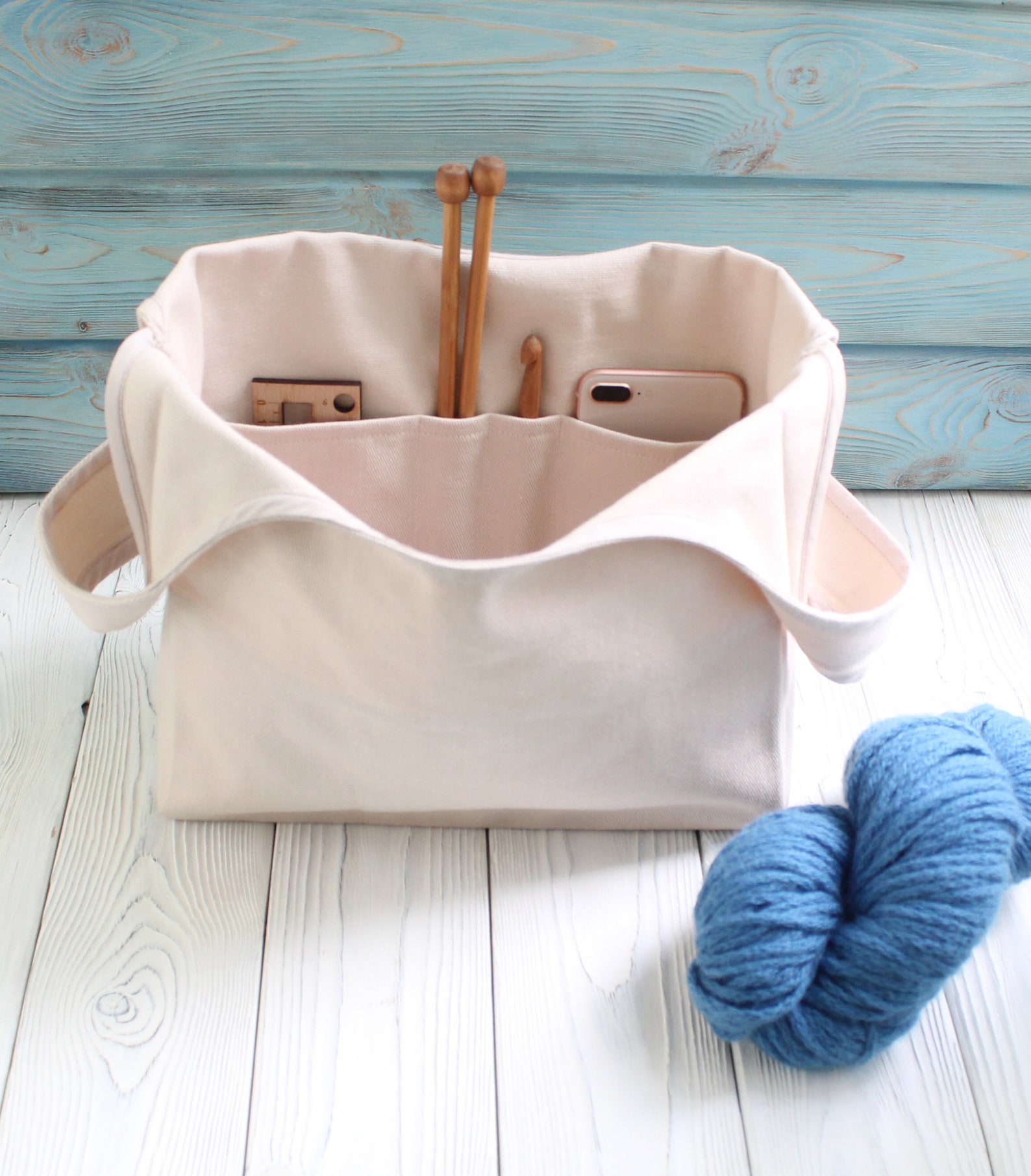Knitter's Bag Canvas knitting bag Crochet Organizer Yarn Etsy