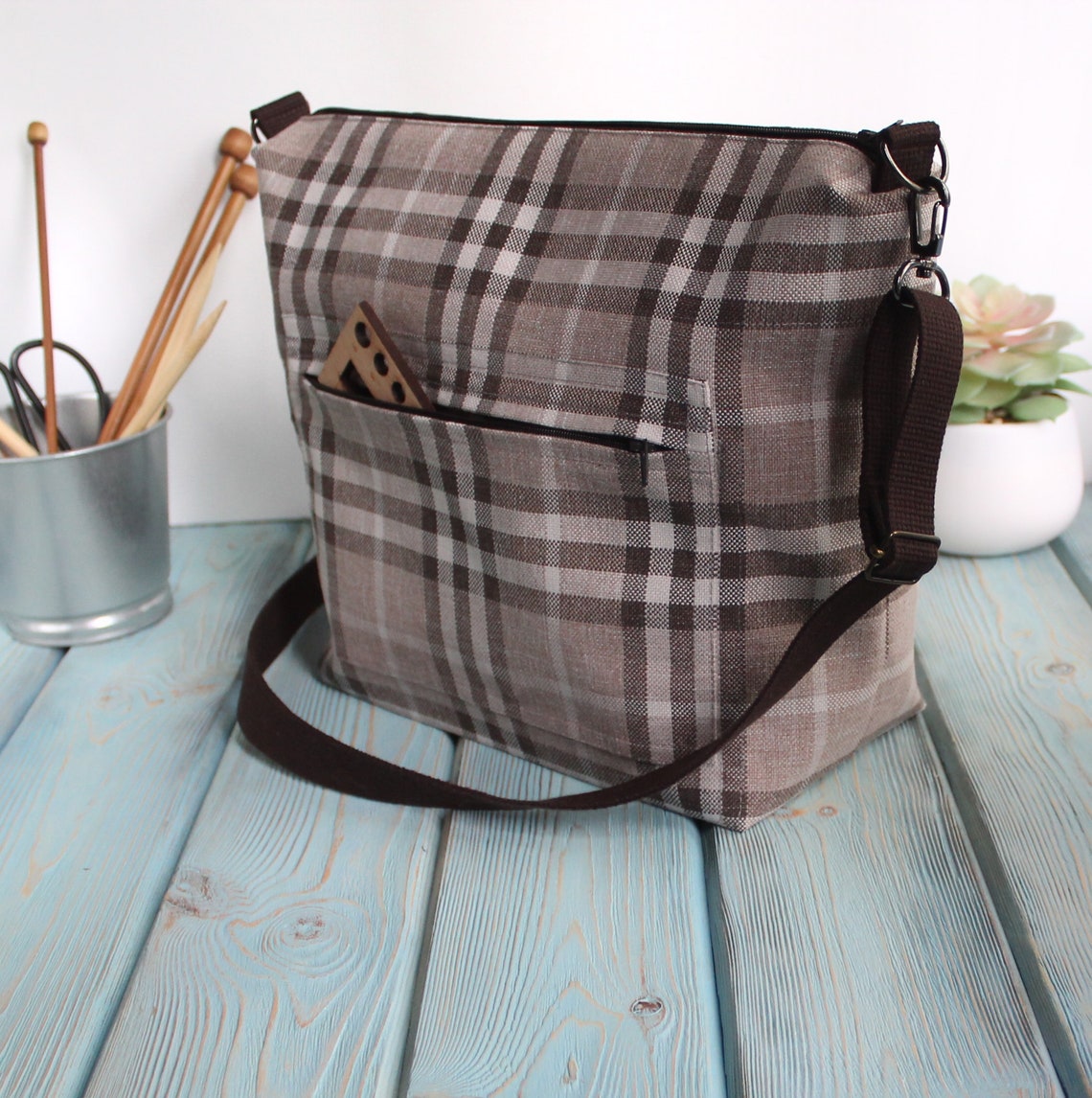 Zipper Project Bag Travel Knitting Bag Canvas Knitting Project Etsy