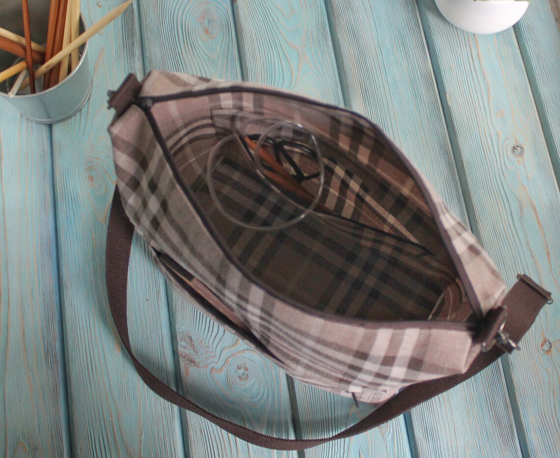 Zipper Project Bag Travel Knitting Bag Canvas Knitting Project Etsy