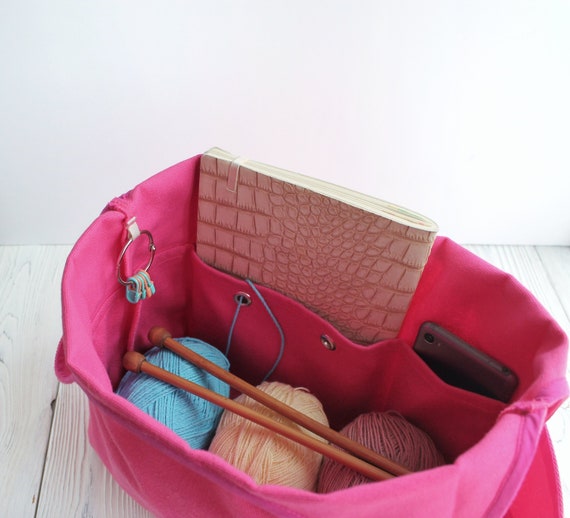 Knitter's Bag Canvas knitting bag Crochet Organizer Yarn Etsy