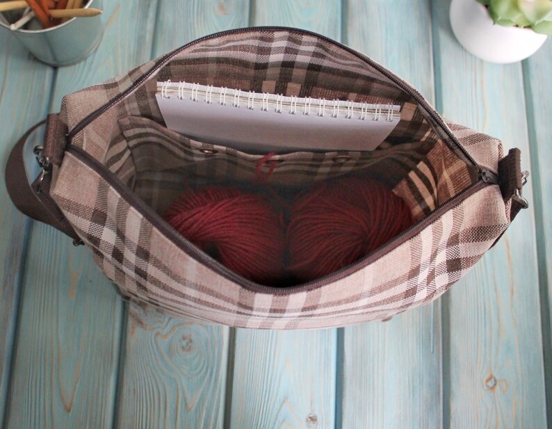 Zipper Project Bag Travel Knitting Bag Canvas Knitting Project Etsy