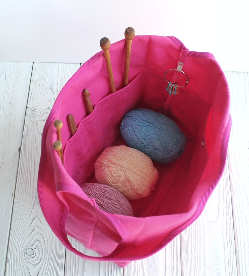 Knitter's Bag Canvas knitting bag Crochet Organizer Yarn Etsy