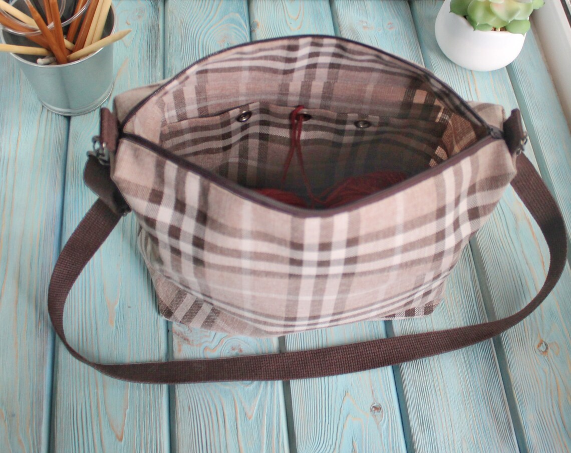 Zipper Project Bag Travel Knitting Bag Canvas Knitting Project Etsy