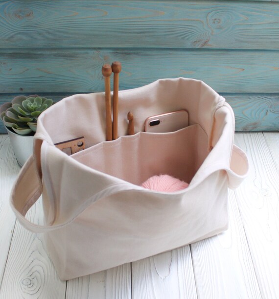 Knitter's Bag Canvas knitting bag Crochet Organizer Yarn Etsy