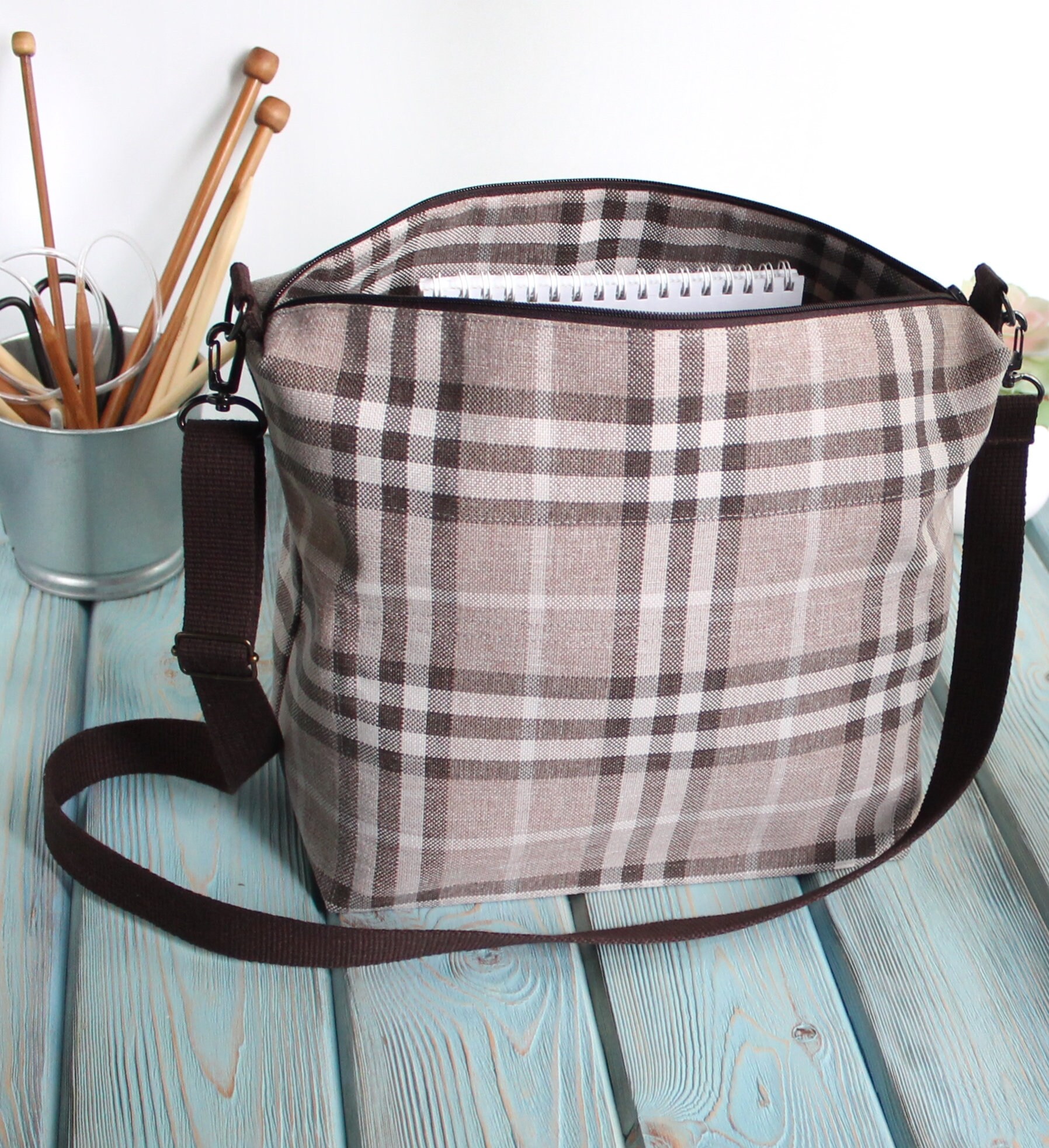 Zipper Project Bag Travel Knitting Bag Canvas Knitting Project Etsy