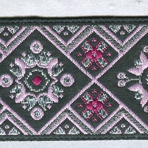 Meterware Jacquard-Borte rosa + silber 35 mm