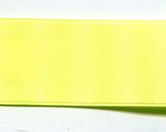 Meterware Satinband Double Face 25 mm neon-gelb
