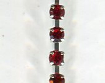 Sold by the meter rhinestone ribbon siam red 2 mm