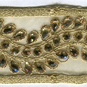 Meterware Lurexborte mit Strass gold 45 mm