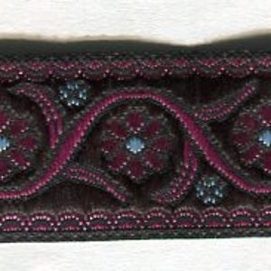 Meterware Jacquardborte Blüten lila 22 mm