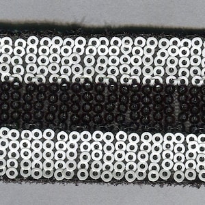 Meterware Paillettenborte weiß + schwarz 40 mm