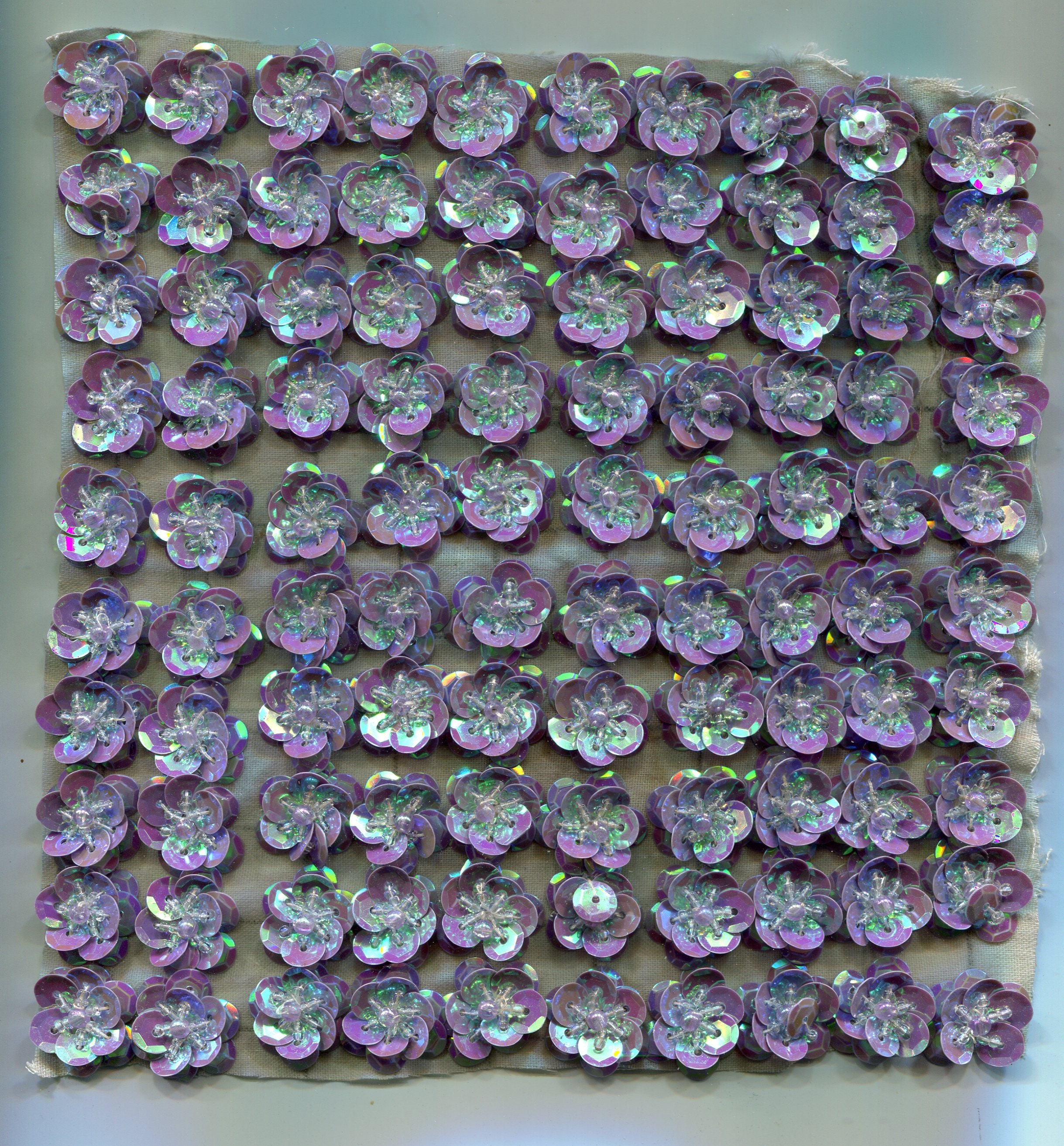 Lilac Sequin Center Fabric Flowers set of 2 3 5/8 Inches Diameter