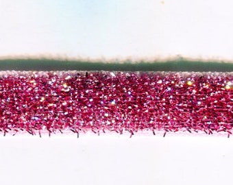 5 meters of velvet ribbon with glitter lurex pink 10 mm