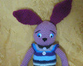 crochet bunny pink+colorful 44 cm