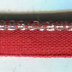 Meterware Zierband Tresse mit Lurex rot + silber 10 mm RESTPOSTEN