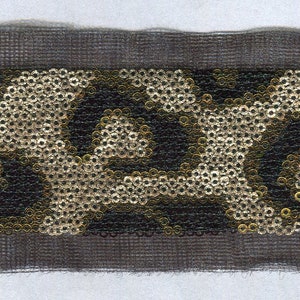 Meterware Paillettenborte Leopardenmuster gold 55 mm