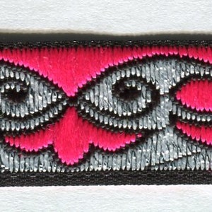 Meterware Jacquardborte silber + rosa 15 mm