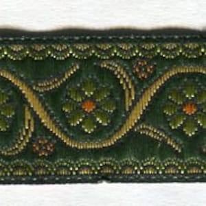 Meterware Jacquardborte Blüten grün 22 mm