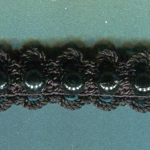 Meterware elastische Perlenborte schwarz 10 mm