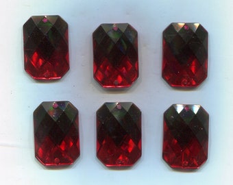 20 Aufnäh-Acryl-Strass Viereck rot 25x18 mm